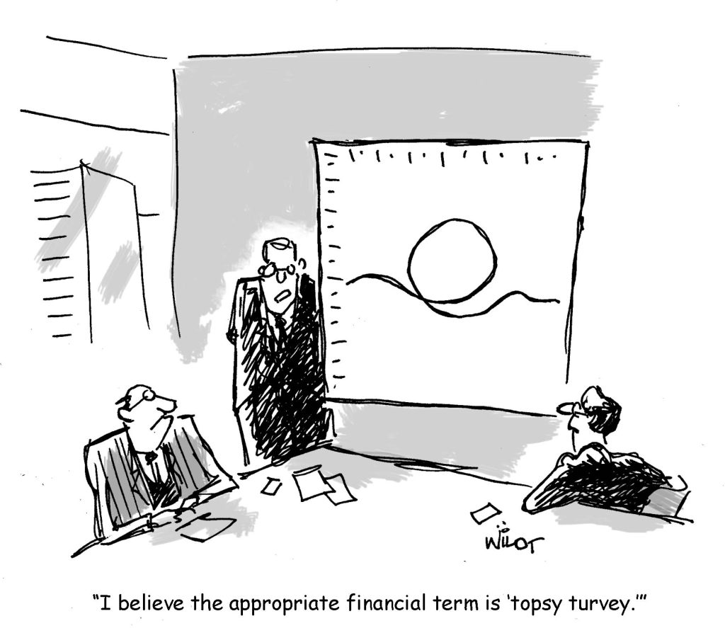 Financial Advisor, topsy turvey, meeting, comics, funny