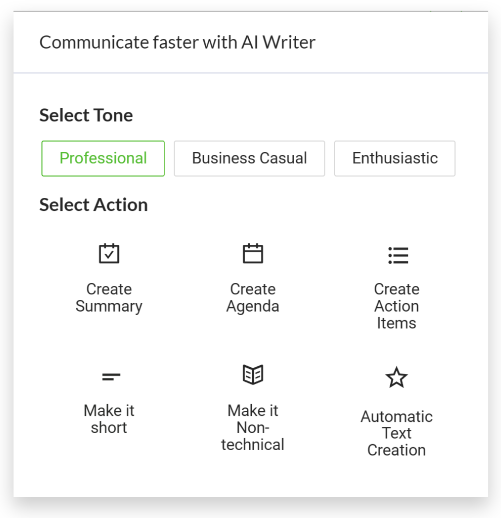 1-click meeting summaries by using AI Writer for financial advisors